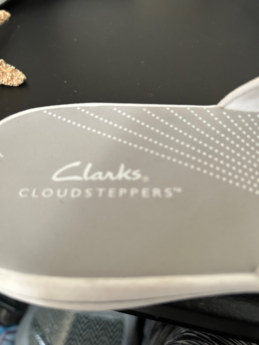 Clarks White Perforated Thong Sandals with Gray Footbed - Picture 2 of 2